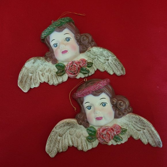 Vintage Angel Christmas Ornament Set of 5 Hard Plastic Handpainted - Picture 9 of 12